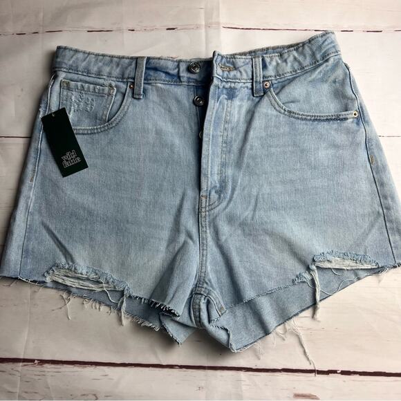Wild Fable Women's Highest Rise Cutt Off Frayed Hem Distressed Jean Shorts Sz 12 - Picture 1 of 9